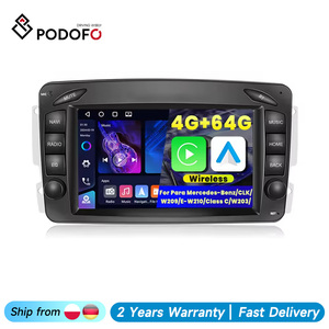 Autoradio Android Podofo 7'' 4+64G avec CarPlay/Android Auto sans fil pour Mercedes-Benz/CLK/W209/E-W210/Classe C/ Radios pour voitures - Product Image 1