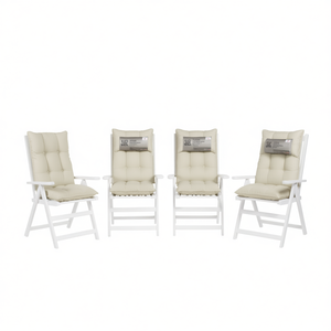 ชุดเก้าอี้พนักพิงสูงพร้อมหมอนรองหลังและเบาะรองนั่ง 4 ชิ้น ถอดซักได้ ผลิตจากผ้าโพลีเอสเตอร์ผสมฝ้ายแบบเย็บติดกัน - Product Image 1