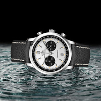 Montre bracelet hommes façon saphir, chronographe automatique, St1901, mouvement, verre de cristal, mécanique