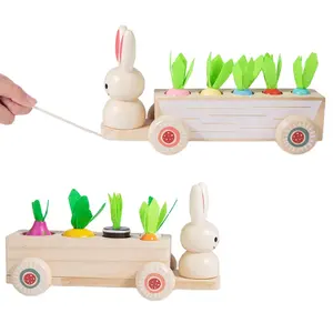 2022 खरगोश खींच गाड़ी बच्चों बच्चा खिलौने खींच गाड़ियां ट्राली drawstring 1-3 साल की उम्र में बच्चे वॉकर खिलौना कार सेट