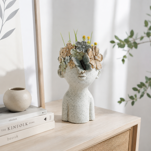 Nouvelle Arrivée Usine : Pot <span class=keywords><strong>de</strong></span> Fleurs <span class=keywords><strong>en</strong></span> Résine <span class=keywords><strong>Tête</strong></span> <span class=keywords><strong>Humaine</strong></span>, Sculpture Florale Nordique, <span class=keywords><strong>Vase</strong></span> Décoratif pour Jardin Intérieur et Maison - Product Image 4