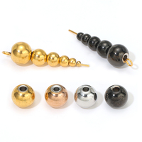 Perles rondes en acier inoxydable, couleur or rose et noir, pour la fabrication de bijoux (colliers et bracelets)
