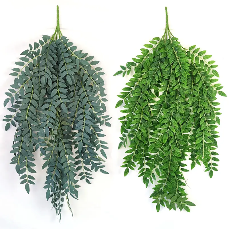 YIWAN wholesale Artificial Small locust tree leaf wall hanging Green Plant Ivy Leaf Home Wedding Decoration Plant