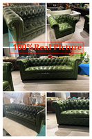 Canapé modulaire en cuir PU Chesterfield moderne américain à trois places en forme de L avec rembourrage en éponge, mobilier de salon haut de gamme pour villa
