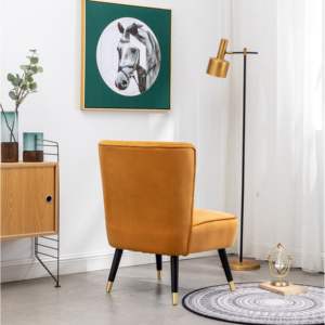 DB Elon Contemporary Velvet <b>Armchair</b> Gold Upholstered Accent Chair for Home Office Extendable and Tufted <b>Comfortable</b> - Product Image 5