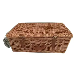 Cheap Willow Wicker Picnic Basket Handmade Food Storage Set With Lid