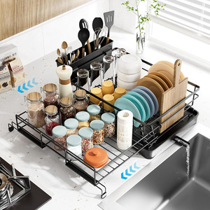 <strong>Dish</strong> Drying <strong>Rack</strong> Expandable <strong>Dish</strong> <strong>Rack</strong> Large Capacity <strong>Dish</strong> Drainer for Kitchen Counter With Utensil Holder - Product Image 6