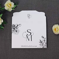 Gate-fold Folder sampul keras hitam akrilik Monogram undangan pernikahan akrilik dengan amplop