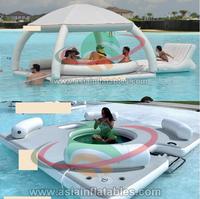 Plateforme flottante Firstents, tente d'ombrage gonflable, bar de loisirs multi-personnes, canapé-lit flottant, lit flottant, piscine, yacht
