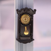 Jam Dinding Miniatur Rumah Boneka Simulasi Retro Dapat Dipindah, Jam Dinding Miniatur untuk Ruang Tamu dan Kamar Tidur