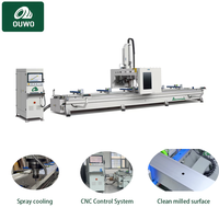Centre d'usinage CNC OUWO pour profilés aluminium : perçage, fraisage et chanfreinage des trous de serrure, des trous de fixation et des fentes de drainage pour fenêtres et portes