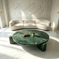 Table basse ronde moderne de style naturel de luxe en marbre vert indien pour salon, villa, hôtel, décoration
