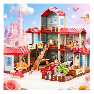 Casa de Muñecas de Juguete de Plástico con Muebles, Piscina, Balcón, Dormitorio, Cocina, Baño, Regalo para Niños - Product Image 1