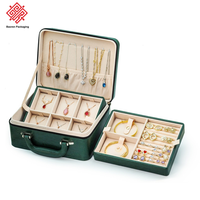 Boîte de rangement portable pour bijoux en cuir PU avec poignée, étui de voyage multi-couches pour organiser les bagues, les boucles d'oreilles et les colliers