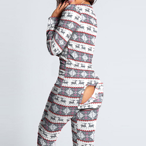 Winter Christmas <strong>One</strong> Piece Pajamas Women Cotton Print Matching Sleepwear Valentines Day Night Jumpsuit <strong>Pyjamas</strong> - Product Image 3
