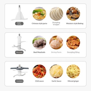 Hachoir Électrique 3-en-1 pour Légumes et Aliments 300W avec 3 Bols en Acier Inoxydable pour Viande, Fruits, Oignons, Sauces, Aliments pour Bébé - Appareil de Cuisine - Product Image 6