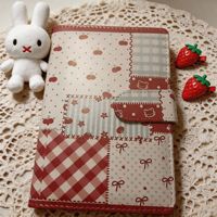 Carnet à carreaux patchwork cerise A6, classeur à feuilles mobiles, agenda portable, mini journal rechargeable, papeterie esthétique Kawaii