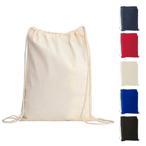 Custom Printed Logo Durable Cotton Canvas Sports Drawstring <b>Backpack</b> Bags for Education <b>Training</b> and Promotional Gifts - Product Image 1