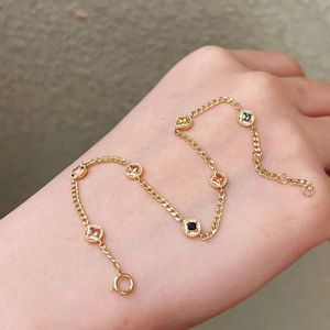 Pulsera de Cadena Cubana Xinfly de Oro Sólido de 18k con Zafiros Coloridos, Estrella de la Suerte para Mujer, Amuleto Astrológico - Product Image 5