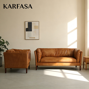 Divano Angolare a Tre Posti in Vera Pelle, Stile Vintage Rustico, Personalizzabile nel Colore, per Soggiorno, Camera da Letto, Appartamento - Product Image 4