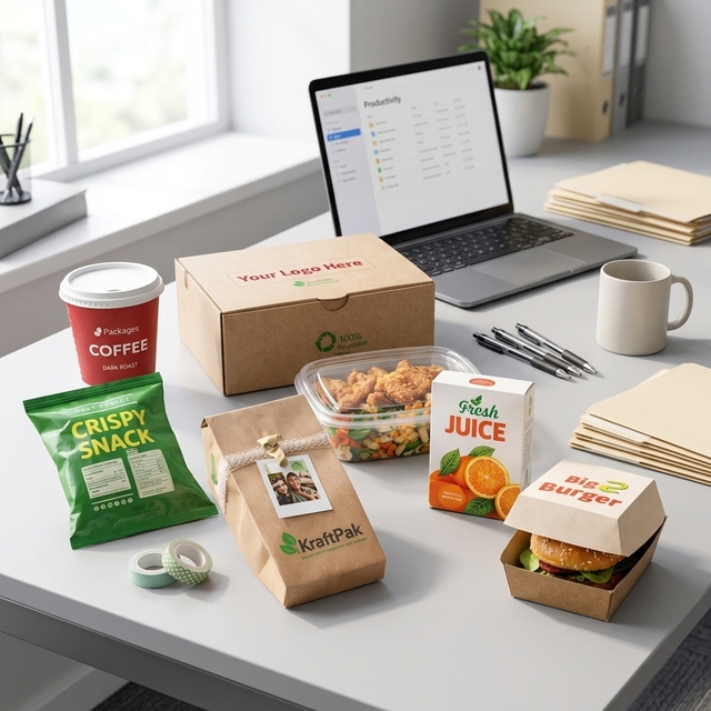 Eco-Friendly Biodegradable Disposable Reusable All-In-One Takeaway Packaging Bundle | Custom Printed Four-Color Burger Paper