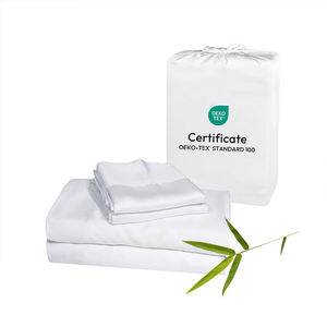 Sábanas refrescantes certificadas Oeko-TEX, 300 hilos, 100% bambú orgánico, Sábana bajera blanca, ropa <span class=keywords><strong>de</strong></span> cama para cuna - Product Image 1