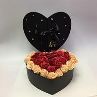 Boîte à fleurs à double porte en forme de coeur TC boîte d'emballage cadeau de fruits roses avec ruban boîte de chocolat d'anniversaire de la Saint-Valentin