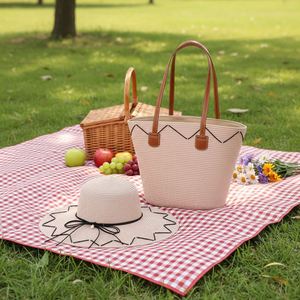 Fashion Women Straw Bag <b>Hat</b> Set <b>Summer</b> Outdoor Travel Beach Straw Handbag <b>Ladies</b> Straw Tote Bag - Product Image 4