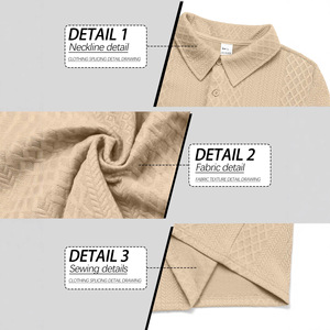 Camisa Polo de Hombre con Textura Jacquard, Manga Larga, Corte Holgado, Transpirable, Cuello con Botones, Color Sólido, para Uso Diario - Product Image 1