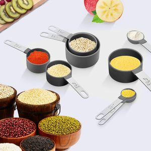 8 Piece Measuring Cups and Spoons <b>Sets</b> Stainless Steel Handle Color Plastic Measuring Cups Measuring Spoons - Product Image 5