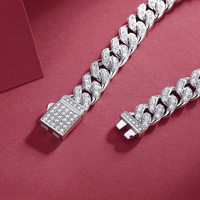 Bracelet en argent sterling avec moissanite cubaine, chaîne plaquée or, pour homme et femme, bijou cadeau