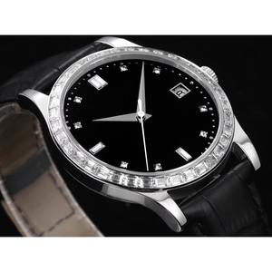 Montre mécanique de luxe automatique Drioshipping de haute qualité avec mouvement 324, lunette sertie de diamants et calendrier, pour femmes et hommes, en cuir de vachette - Product Image 6