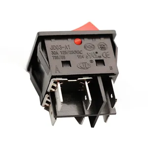 JD03-A1 30A 4PIN 6PIN illuminé interrupteur à bascule 220V 250V avec plaque dorée et lumière rouge et VDE TUV CQC ROHS