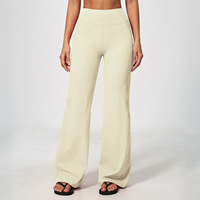 Celana Yoga Wide-Leg 5575 Pinggang Tinggi, Kontrol Perut, Angkat Bokong, Latihan Pilates, Legging Flare Elastis Tinggi dari Spandex/Nylon