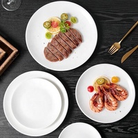 Assiettes plates rondes en céramique blanche en gros, vaisselle en céramique pour hôtel et restaurant, assiettes à steak et à dessert