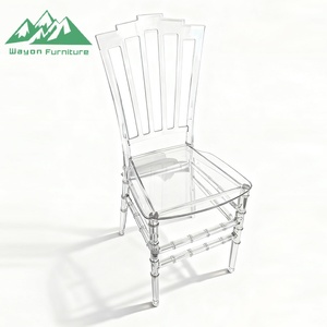 Sedia da Matrimonio Wayon <span class=keywords><strong>in</strong></span> <span class=keywords><strong>Resina</strong></span> Trasparente, Aspetto Cristallino, Schienale a Doghe Verticali, Gambe <span class=keywords><strong>in</strong></span> Bambù, Impilabile per Eventi - Product Image 1