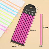 Foska Fluorescent Color Index Auto-adhésif Long Slender Book Mark Accessoires fixes Transparent PET Sticky Note Strips