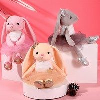 Boneka balerina kelinci lembut kustom hadiah Recital menari balet anak Perempuan diisi dengan katun PP untuk menghilangkan stres