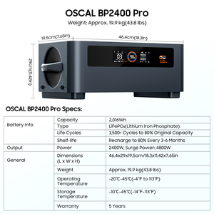 ชุดแบตเตอรี่เสริมออสคาล BP2400 PRO สำหรับออสคาล พาวเวอร์แม็กซ์ 2400 โปรเท่านั้น - Product Image 5