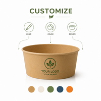Envase Redondo de Papel Kraft para Alimentos, Apto para Congelador, Construcción Antiderrames, Calidad Premium de Exportación para Frutas y Pasta, con Tapas Transparentes de PET