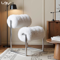 Chaise de salon de style designer, imitation laine blanche, chaise de loisirs, chambre d'hôtel, cadre en métal, chaise de toilette de luxe, meubles