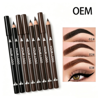 Crayon à sourcils et eye-liner en bois imperméable personnalisé avec logo de marque privée, anti-bavures, tenue longue durée, outil de maquillage