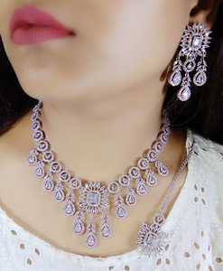 Luxury <b>Statement</b> <b>Jewelry</b> Necklace Elegant Unique <b>Jewelry</b> CZ Choker Necklace Wedding AD Diamond Necklace - Product Image 5