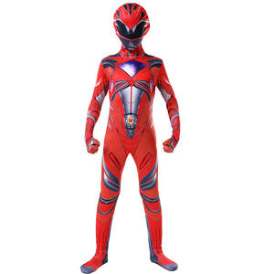 Combinaison à cinq bestioles multicolores, super personnage de bande dessinée, costume de fête d'Halloween pour enfants, Power Ranger avec masque facial - Product Image 3