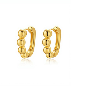 Hoop Earrings Geometric <b>Beaded</b> Gold Women's Wedding Jewelry EKA-032 EKA-033 EKA-034 - Product Image 5