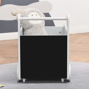 Boîte de rangement pour jouets pour enfants en bois massif, boîte de rangement pour jouets en bois pour enfants, organisateur, <span class=keywords><strong>coffre</strong></span> à jouets blanc avec roulettes - Product Image 3