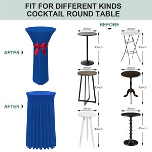 Gonne per Tavoli da Cocktail Rotondi in Spandex con Drappeggi Ondulati, Coperture Elastiche per Tavoli Alti - Product Image 2