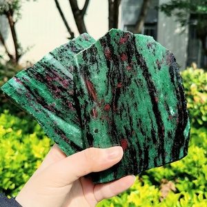 Ruby Zoisite Slice tallada curación cristal cuarzo losa piedra preciosa para artesanía o mascota decorativa, alrededor de 1-4 piezas por <span class=keywords><strong>kilo</strong></span> - Product Image 1
