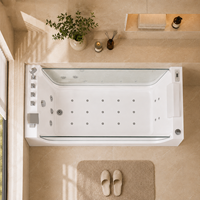 Bañera de Hidromasaje de Acrílico OEM para Spa en Casa con Panel de Vidrio Esmerilado y Jets Multipunto 80x170cm