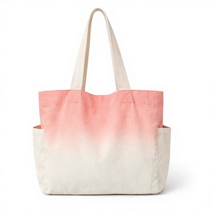 Sac de plage en coton avec fermeture éclair et poignée d'épaule, nouveau design, couleur dégradée personnalisée, cadeau d'été pour femme - Product Image 3